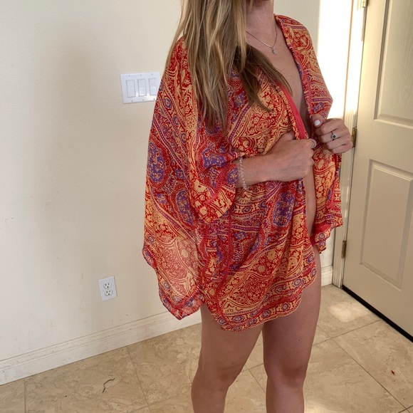 Angie Tops - 2x$20 Orange red tribal festival beach coverup Angie Tops - 2x$20 Orange red tribal festival beach coverup